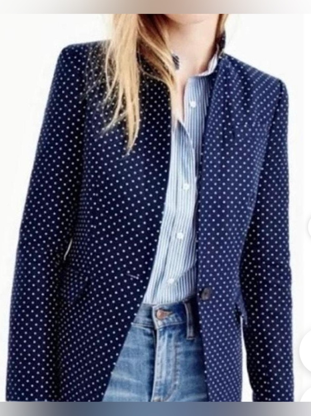 J. Crew Regents Navy Blazer with White Polka Dots - 00